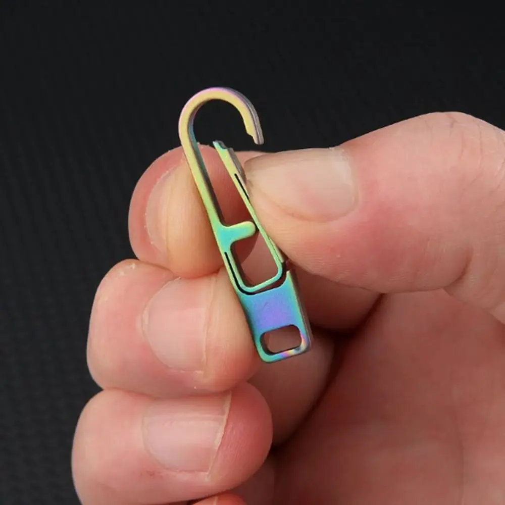 Detachable Titanium Alloy Zipper Head 3 Colors Bag Accessories Spring Hanging Buckle Keychain Mini Outdoor Backpack Buckles Tool