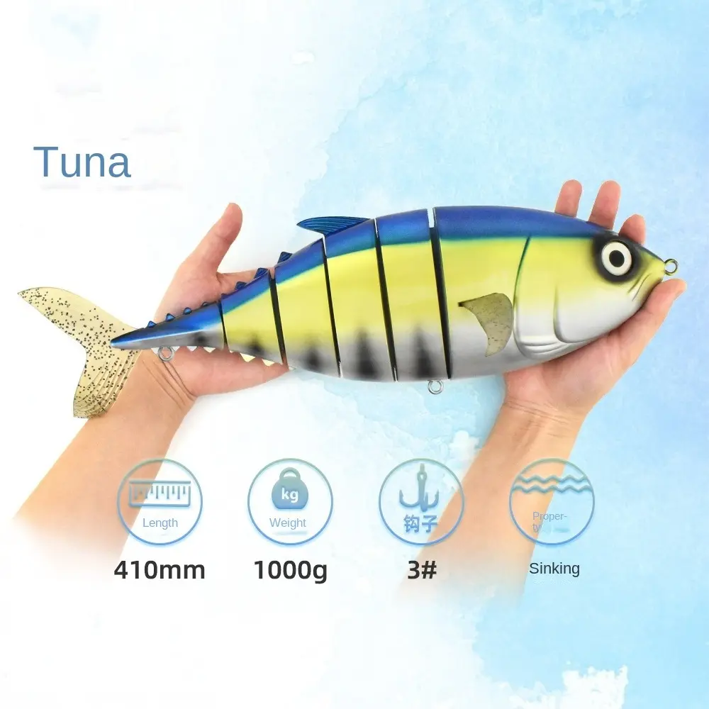 410mm Ultra Large Realistic Hard Sea Fishing Lure Bait Fishing Trolling Fishing Lure Bite Resistant 8-section Tuna Swinning Bait