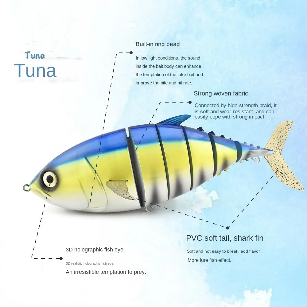 410mm Ultra Large Realistic Hard Sea Fishing Lure Bait Fishing Trolling Fishing Lure Bite Resistant 8-section Tuna Swinning Bait