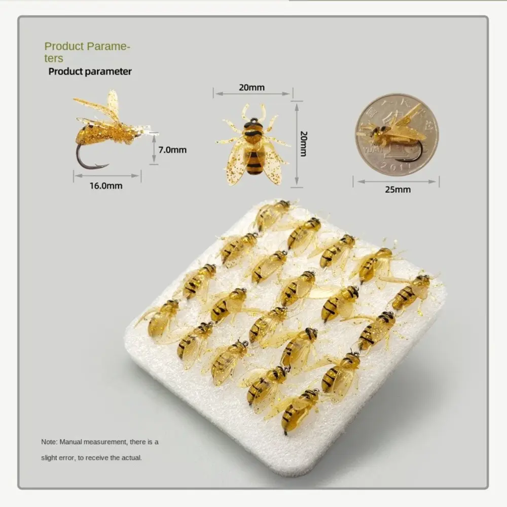 10PCS Bionic Bee Fishing Bait Hand Drawn Fishing Bait Simulation Bee Fly Fishing Hook Spinner Swim Baits Trout Jigs Fishing Tool