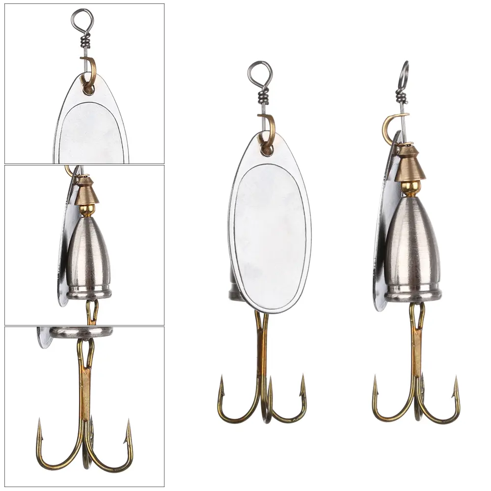 1PC Durable High Carbon Steel Hooks Hard Metal Spoon Trolling Blade Sequins Spinner Bait Wobbler Fishing Lure Tackles Sets 6.5cm