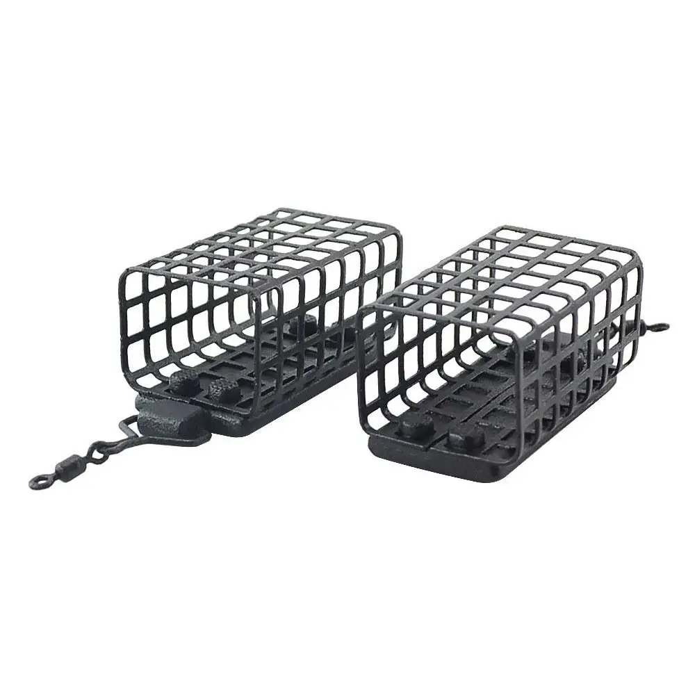 5PCS 10g-50g Fishing Feeder Stainless Steel Fishing Trap Bait Cage Round Square Feeder Basket Cage Fishings Lure Fishing Tackle