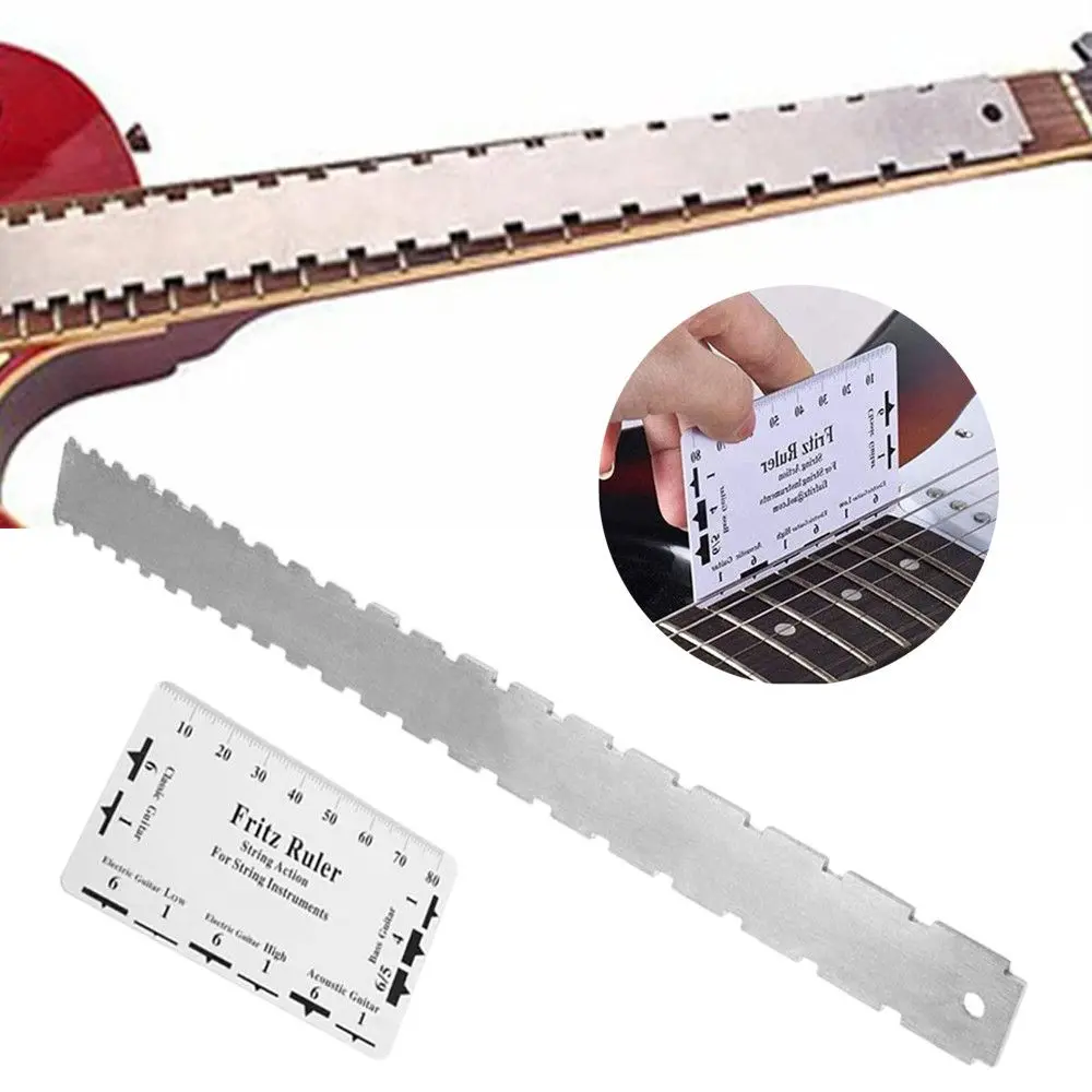 Guitar Neck Notched Straight Edge Luthiers Tool with String Action Ruler Gauge For Gibson For Fender Electric Guitar Accessories