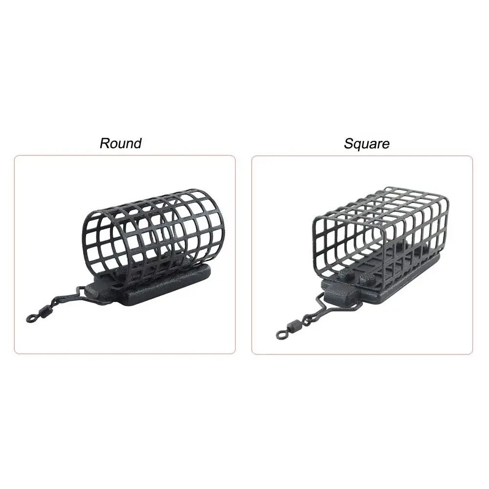 5PCS 10g-50g Fishing Feeder Stainless Steel Fishing Trap Bait Cage Round Square Feeder Basket Cage Fishings Lure Fishing Tackle