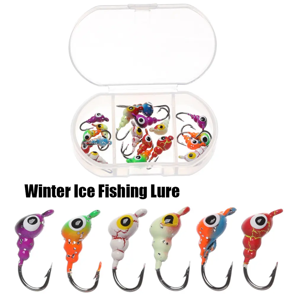 6PCS Winter Ice Fishing Lure Artificial Soft Bait 0.5~1.8g Ants Shaped Colored Jig Head Small Ice Fishing Hook For Lure Worm