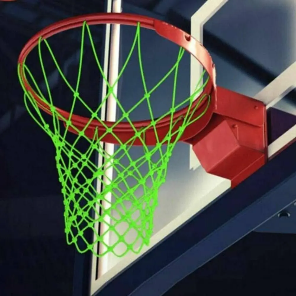 Nylon Glow Basketball Net Standard Size Nightlight Luminous Basketball Net Easy to Install 12 Loop Light-Up Hoop Net Replacement