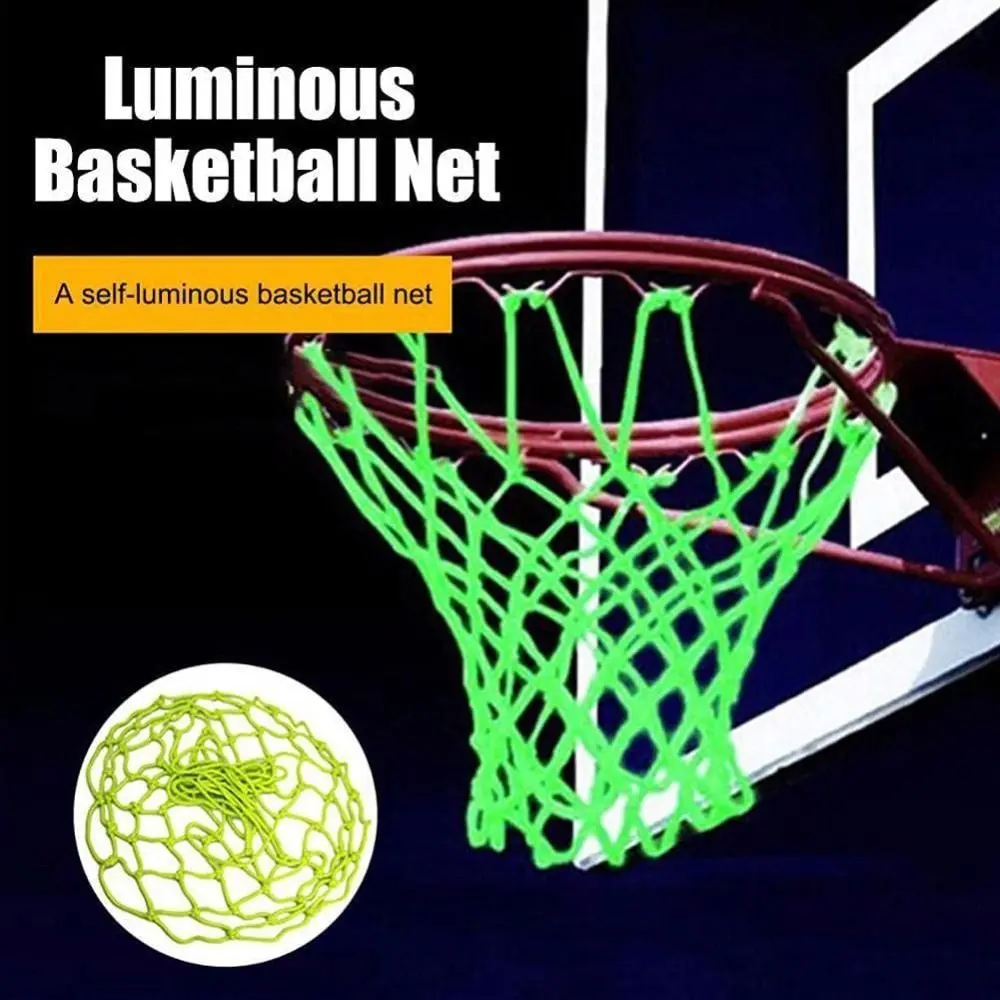 Nylon Glow Basketball Net Standard Size Nightlight Luminous Basketball Net Easy to Install 12 Loop Light-Up Hoop Net Replacement
