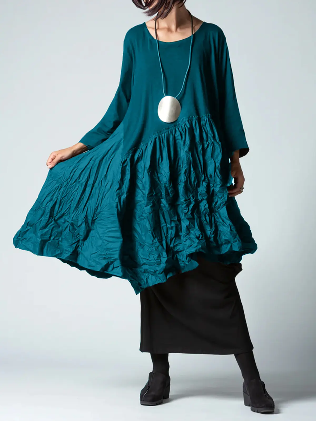 Plain Stand Collar A-Line Bud Midi Dress Chinese Style Vintage Long Sleeve Casual Elegant and Pretty Women's Dresses 2023