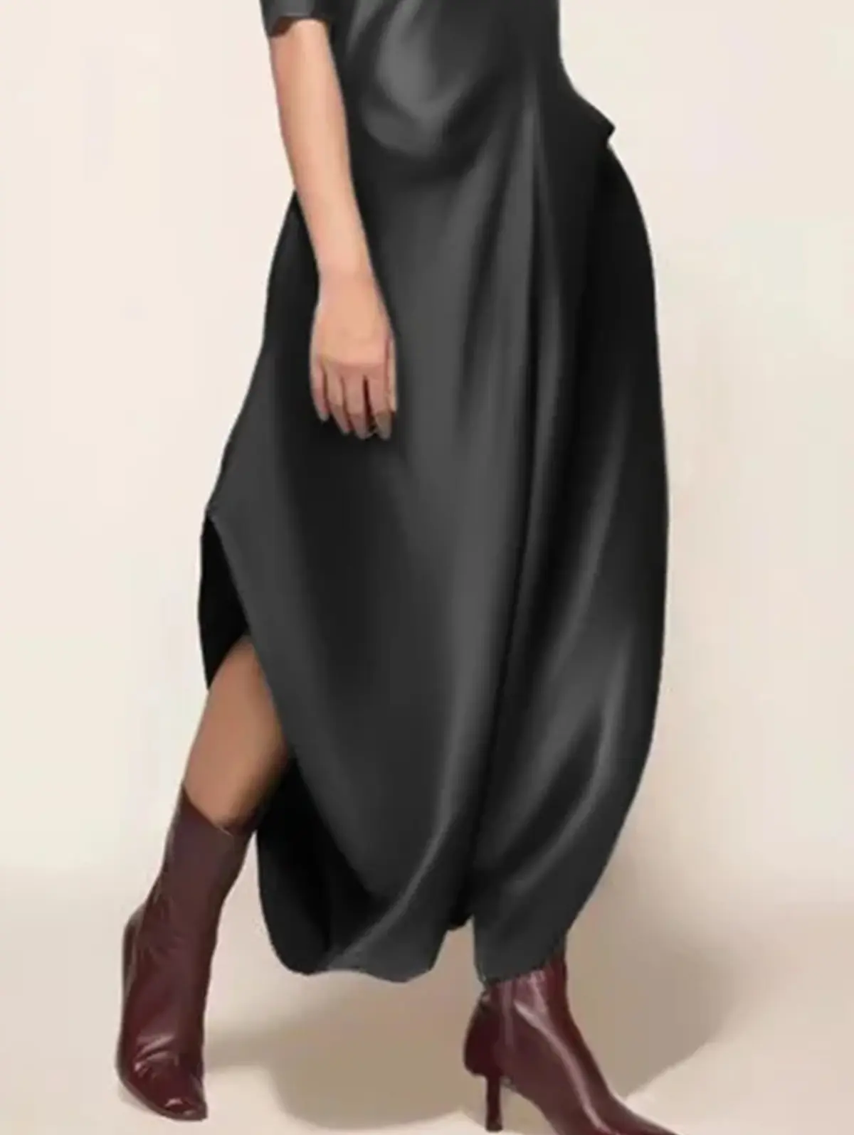 Women's Satin Jumpsuit Elegant Crew Neck Half Sleeve Loose Elegant Vintage Casual Fashion Shiny Silk Jumpsuit Rompers for Female