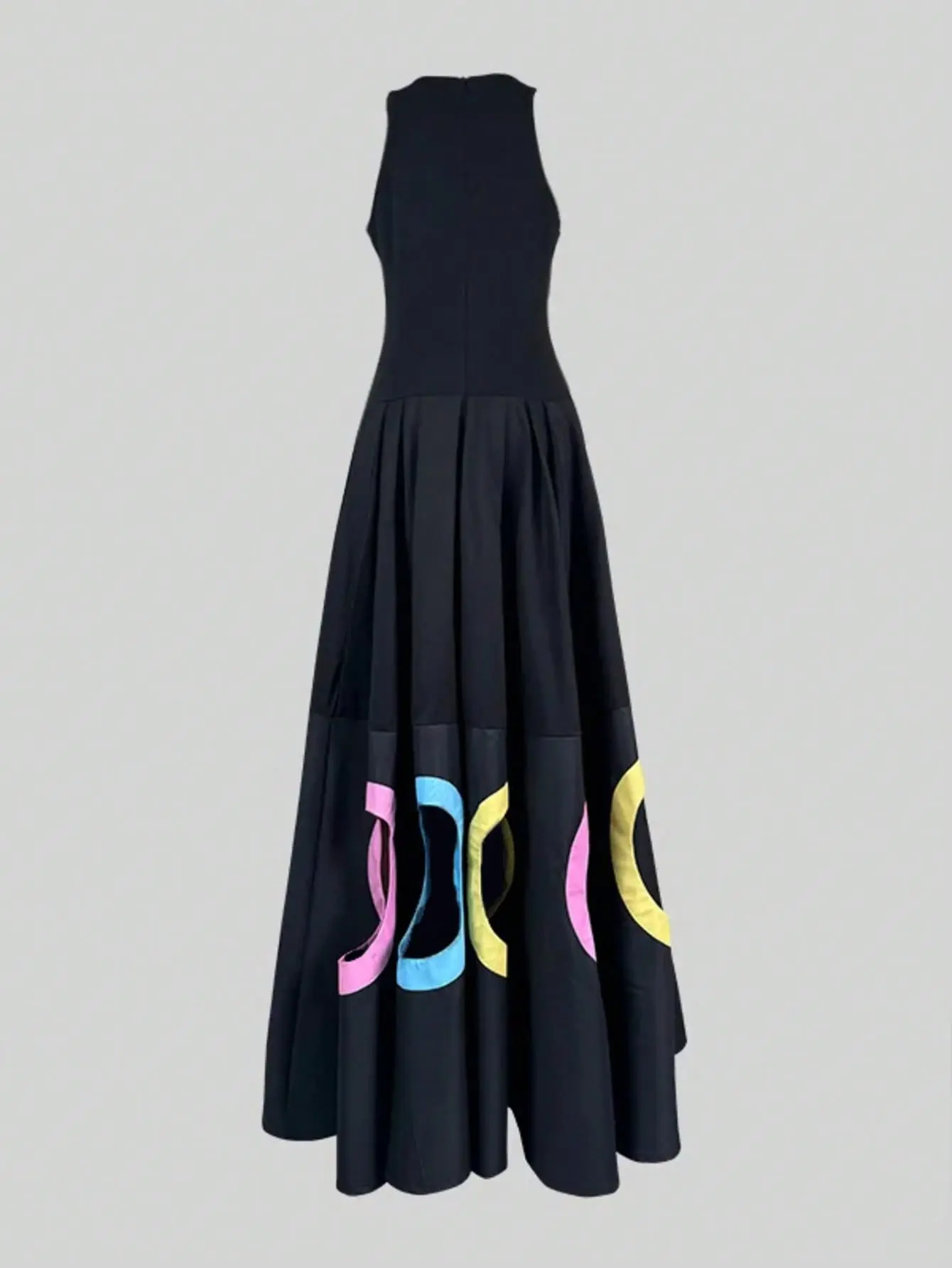 Women Circle Printed Dress Sleeveless Pleated A-Line Elegant Vintage Streetwear Y2K Round Neck Summer Dress for Women 2025