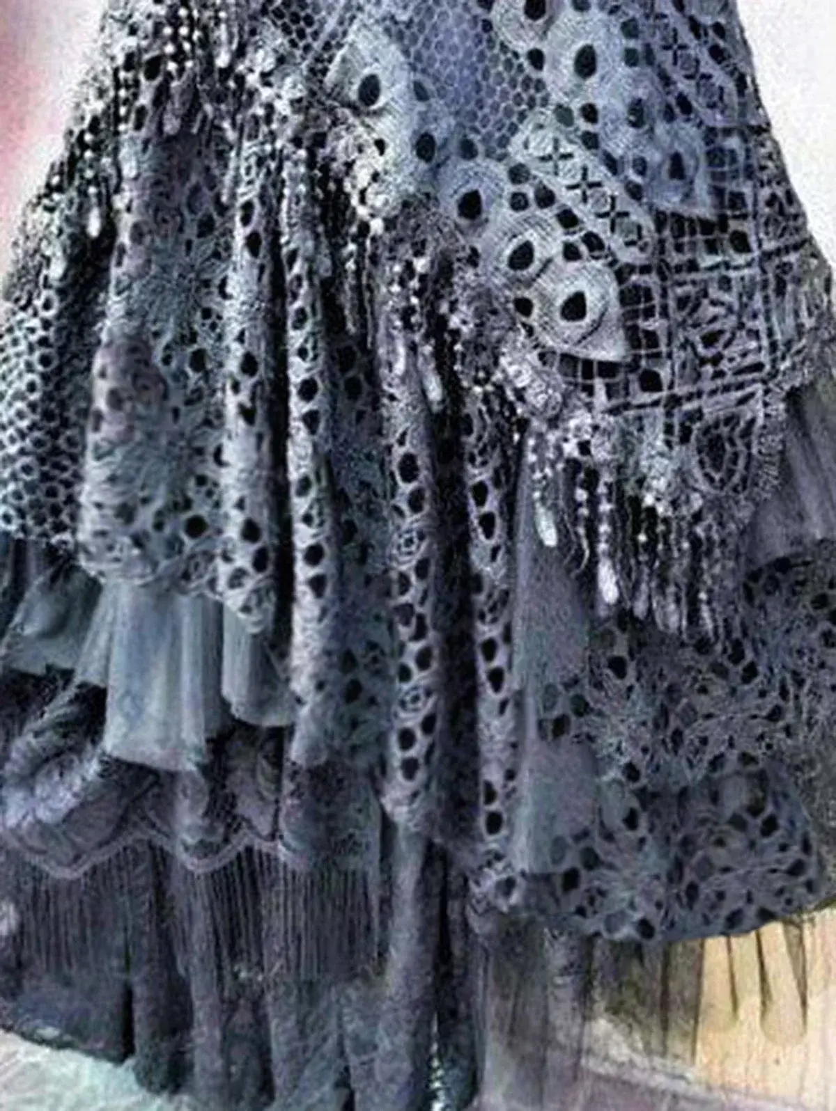 Women Lace Asymmetrical Skirt Vintage Y2K Elegant Boho High Waist Hollow Out  Layered Maxi Skirts Ethnic Casual Fashion Skirt