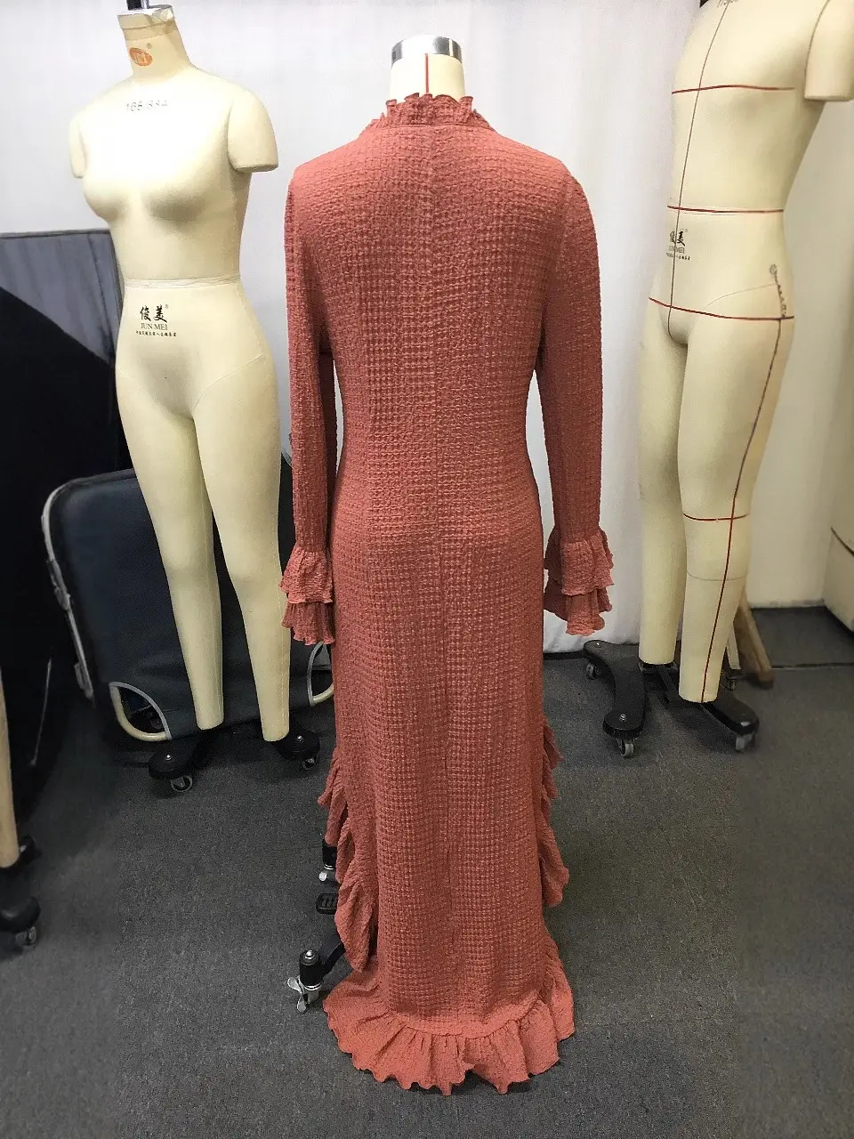 Women Ethnic Retro Solid Ruffle Irregular Dress American Retro Casual V-Neck Flare Sleeve Autumn Slim Boho Dresses Autumn 2025