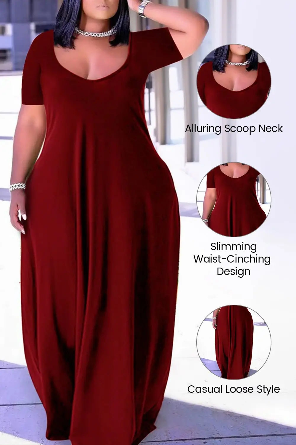 Plus Size Women Basic Dress Round Neck Short Sleeve Casual Loose Multicolor Simple Long Dress for Women Summer 2025 New Fashion