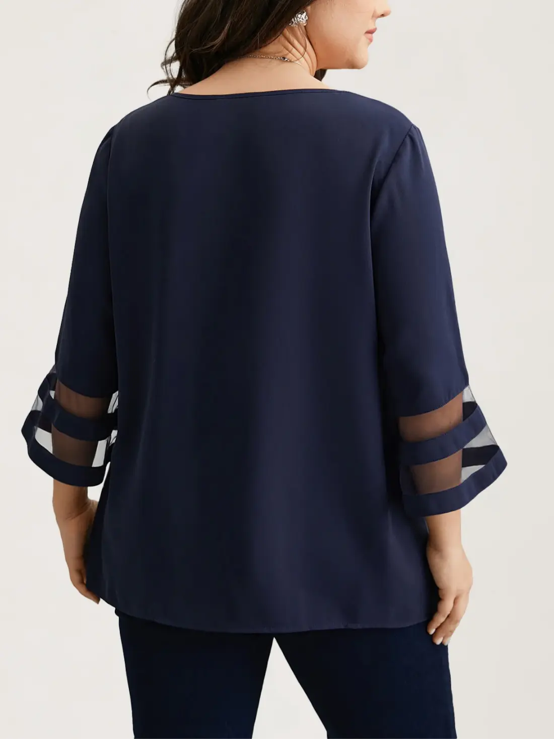 Women's Plus Size Blouse Skew Neck Chiffon Half Sleeve See Through Elegant Casual Vintage Shirts Tops 2025