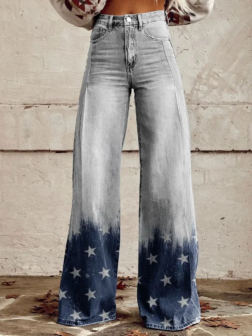 Women Ameican Retro Pants High Waist Floral Printed Loose Harajuku Vintage Wide Leg Trousers Spring Streetwear Pants 2025