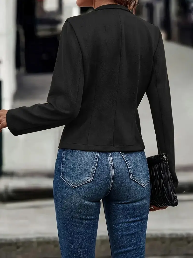 Women Jacket Long Sleeve Stand Collar American Retro Casual Autumn Winter Solid Slim Streetwear Short Coat for Women's 2025