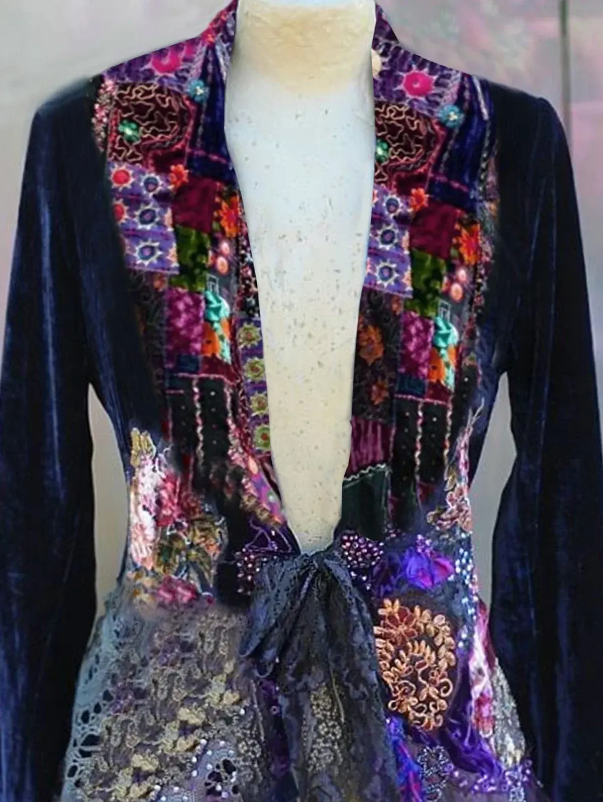 Contrast Chic Buttons Jacket Women Vintage Patchwork Guipure Lace Bowknot Design Asymmetric Loose Long Sleeves Tops Blazers 2024