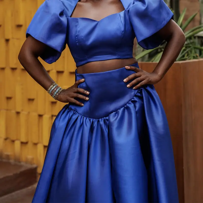 Sweet Puff Sleeve Hollow Out Dress for Women Square Collar Sexy Party Wedding Guest Satin Elegant Evening Irregular A-Line Dress