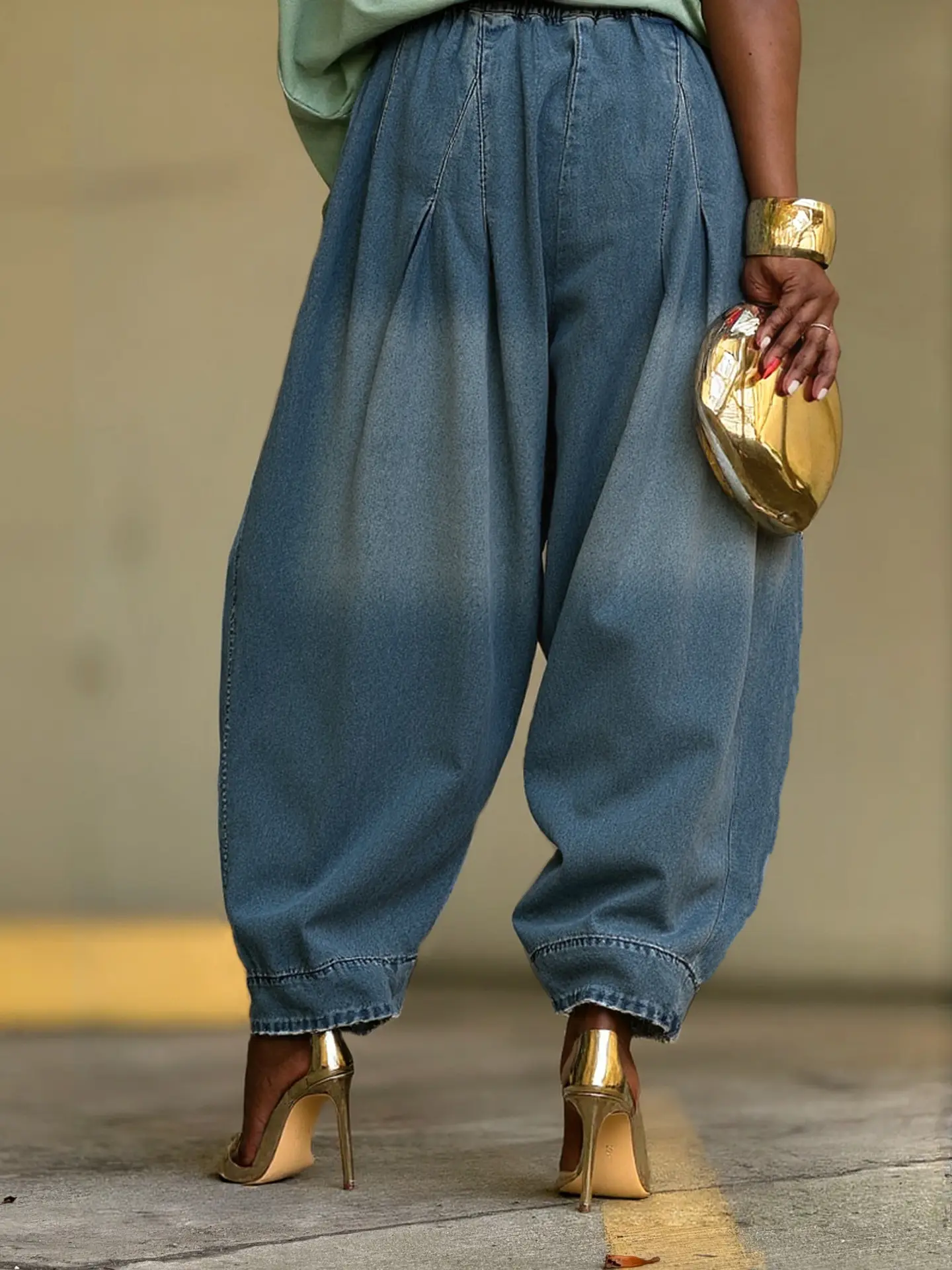 Fashion Loose Harem Wide-leg Lantern Women's Denim Pants Pockets High Street Vintage Loose Casual Denim Trouers Jeans 2025
