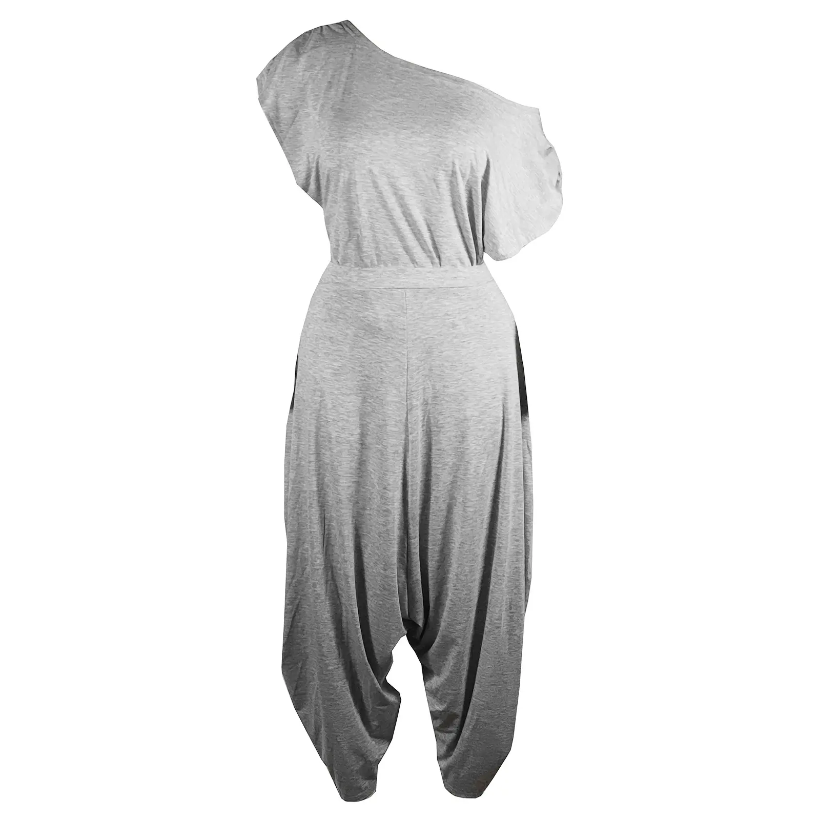 Women Off the Shoulder Two Piece Set Skew Neck Short Sleeve Asymmertric Top and Hamer Pant Matching Set Casual Loose Outfits