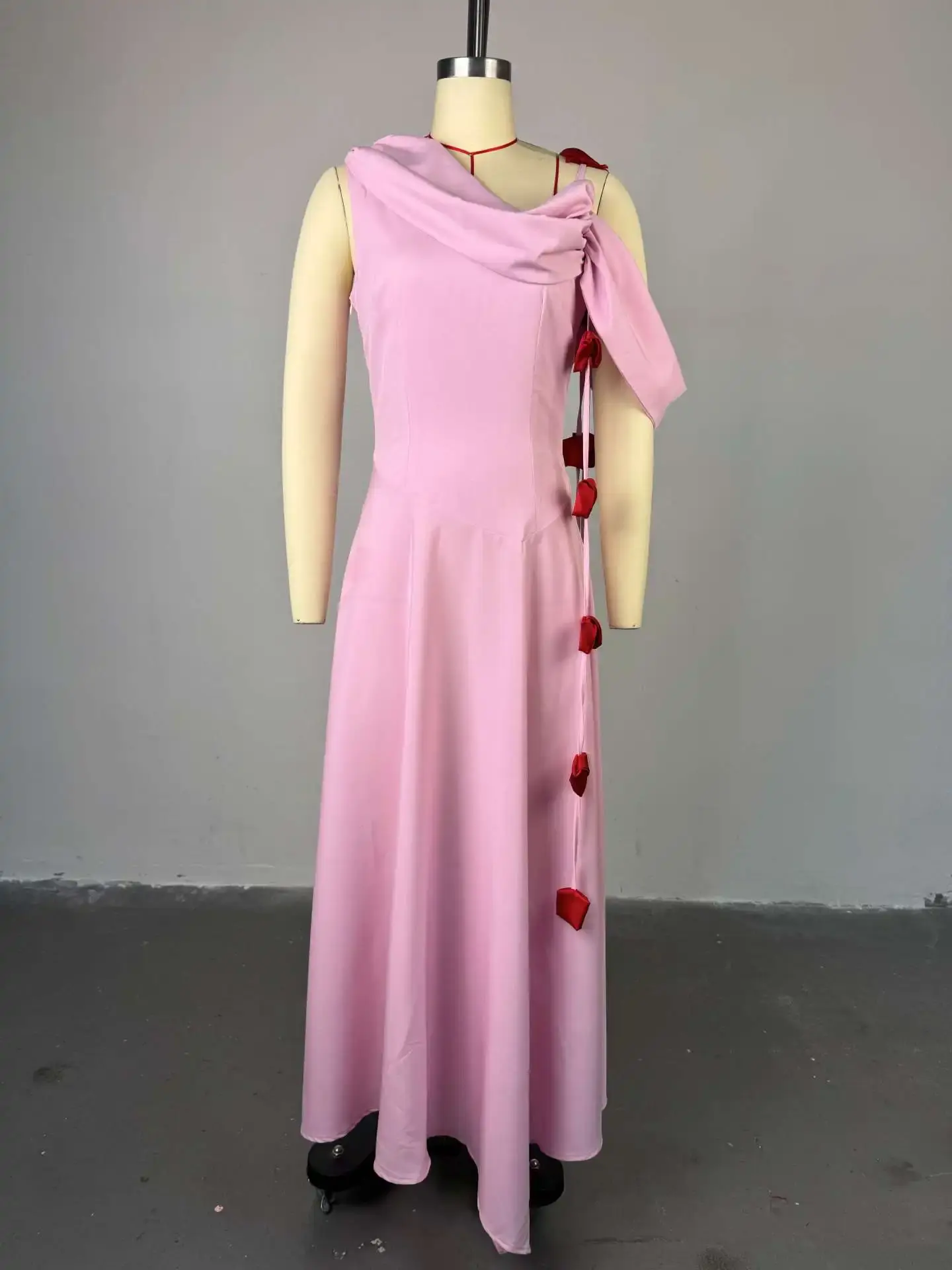 Women Off the Shoulder 3D Floral Dress Elegant Party Club Wedding Guest Cocktail Draw Sleeve Aysmmetric Hem Sweet Dresses 2025