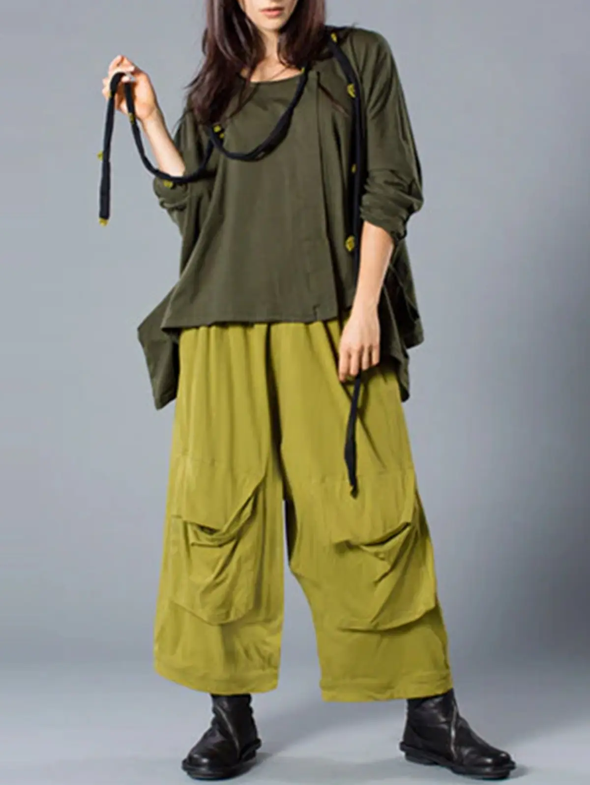 Women's Plus Size Wide Leg Cargo Pant Pockest Casual Solid High  Waist Streetwear Y2K Trousers 2024 Harajuku Pants Female 2024