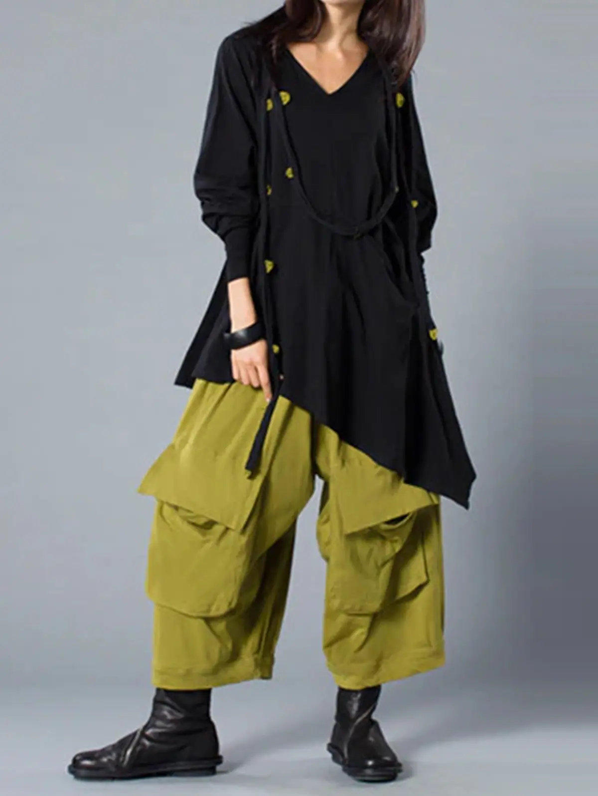 Women's Plus Size Wide Leg Cargo Pant Pockest Casual Solid High  Waist Streetwear Y2K Trousers 2024 Harajuku Pants Female 2024