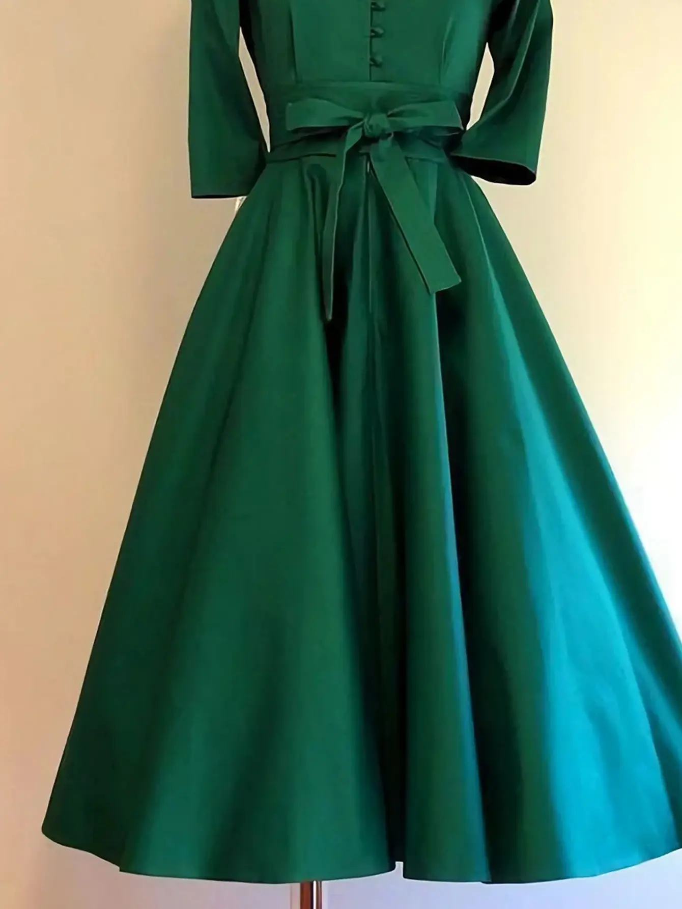 Women Elegant Turn Down Collar Dress Long Sleeve Solid Vintage Solid A-Line Party Club Fashion Autumn Female Dress with Belt