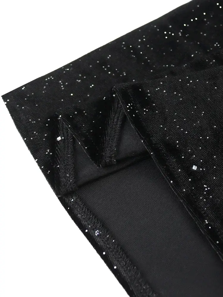 Women Glitter Dress Elegant Black Fishtail Sequin Maxi Dresses Vintage Ruffle Sleeve Party Celebrity Wedding Guest Dresses Robe