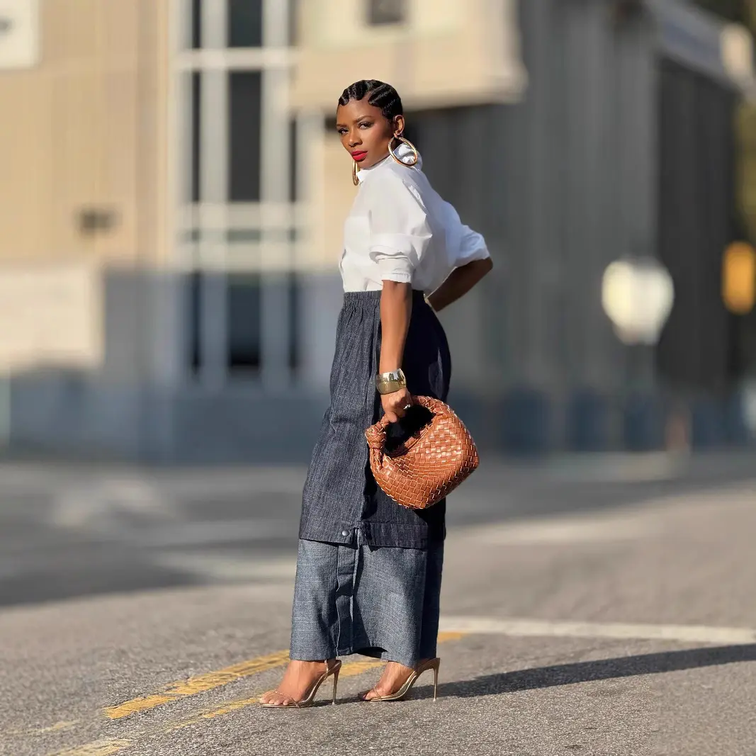 Women High Waist Patchwork Wide Leg Denim Trousers Jeans Retro Casual Elastic Waist High Street Pockets Loose Jeans 2025