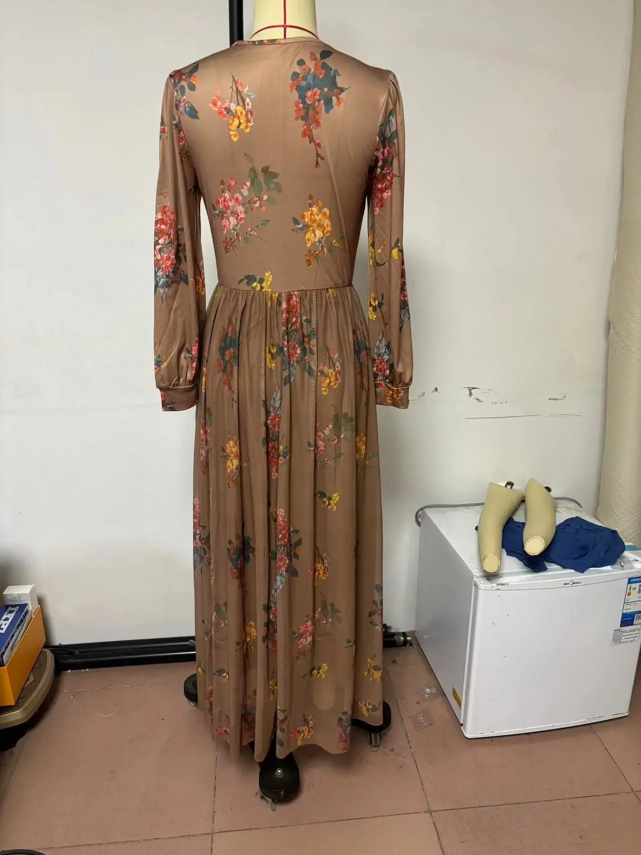 Sexy V-Neck Women Dress Floral Printed Ethnic Vintage Pleated A-Line Casual Boho Indie Folk Long Sleeve Dress Autumn 2025