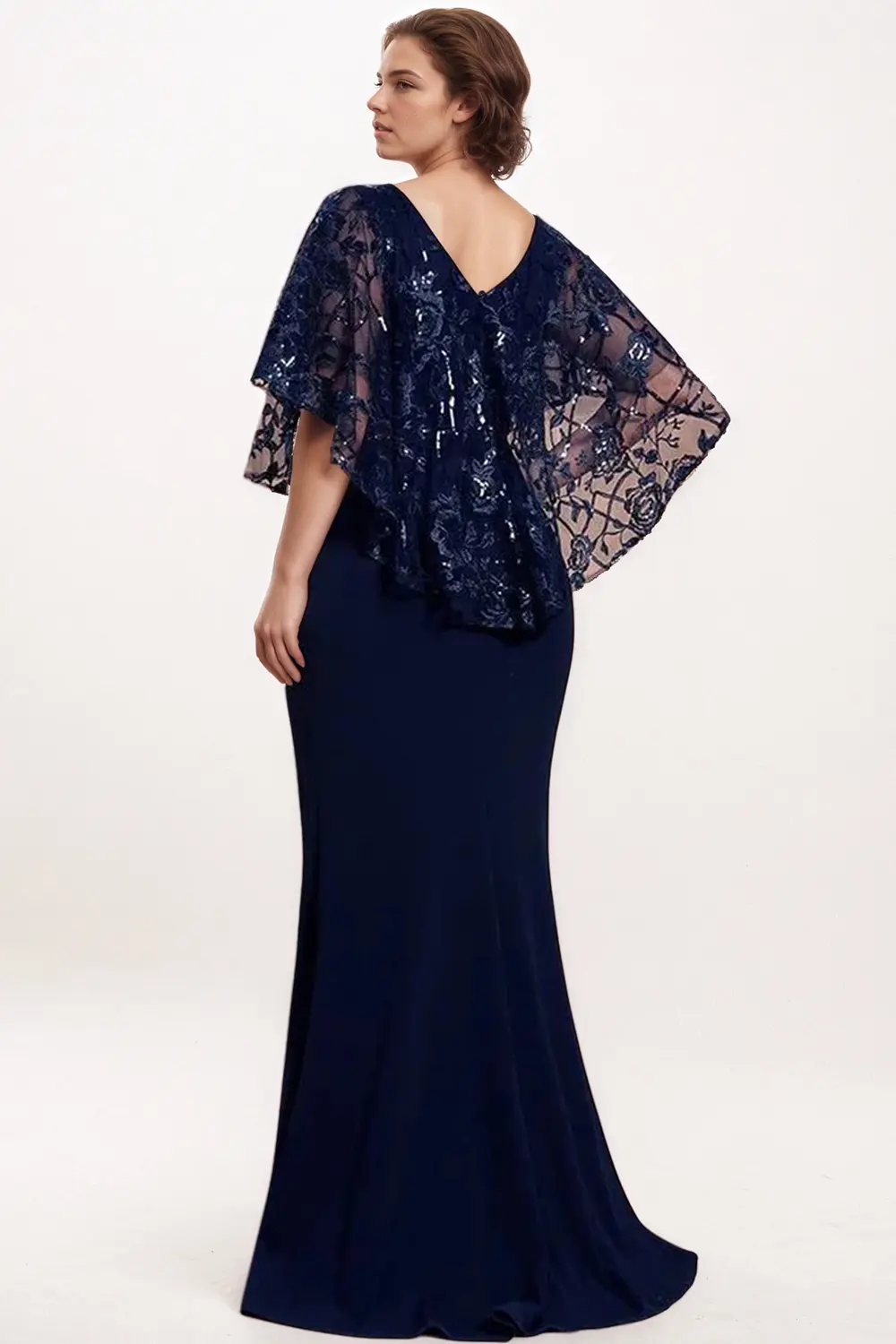 Plus Size Women Sequined Dress Evening Elegant Wedding Guest Cocktail Maxi Dress Sexy V-Neck Cape Slim Desses 2025