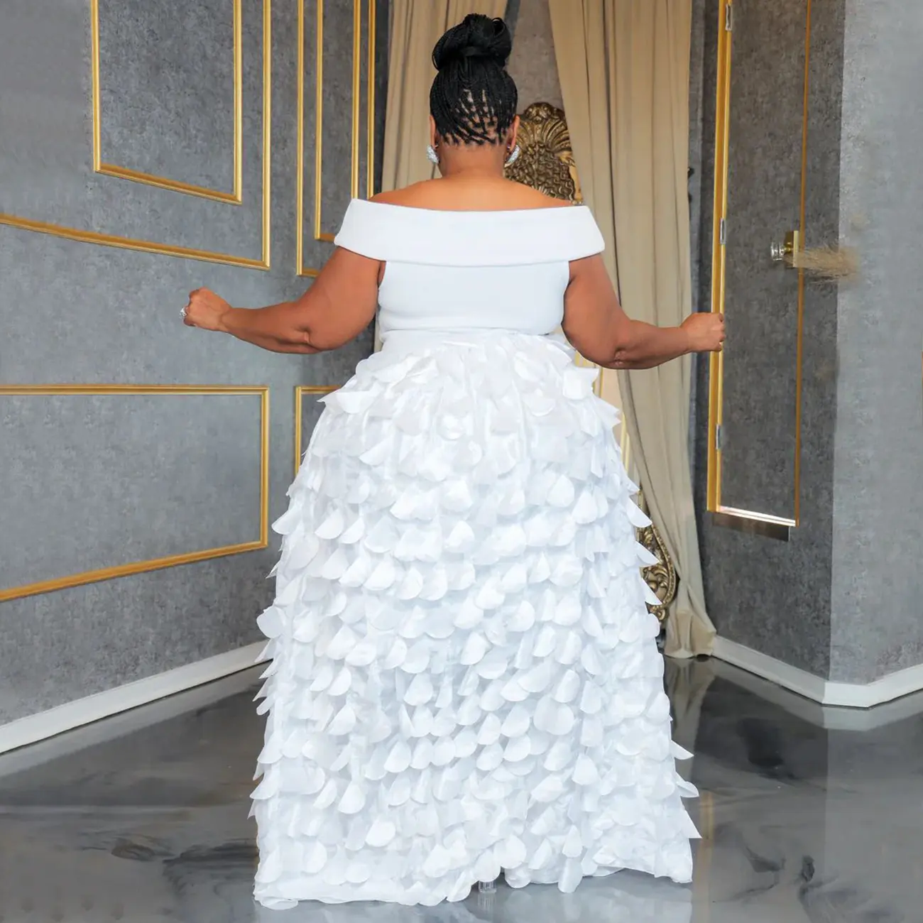 Elegant Plus Size Dress for Women Off the Shouldet 3D Floral A-Line Party Wedding Guesr Cocktail African Maxi Dresses 2025