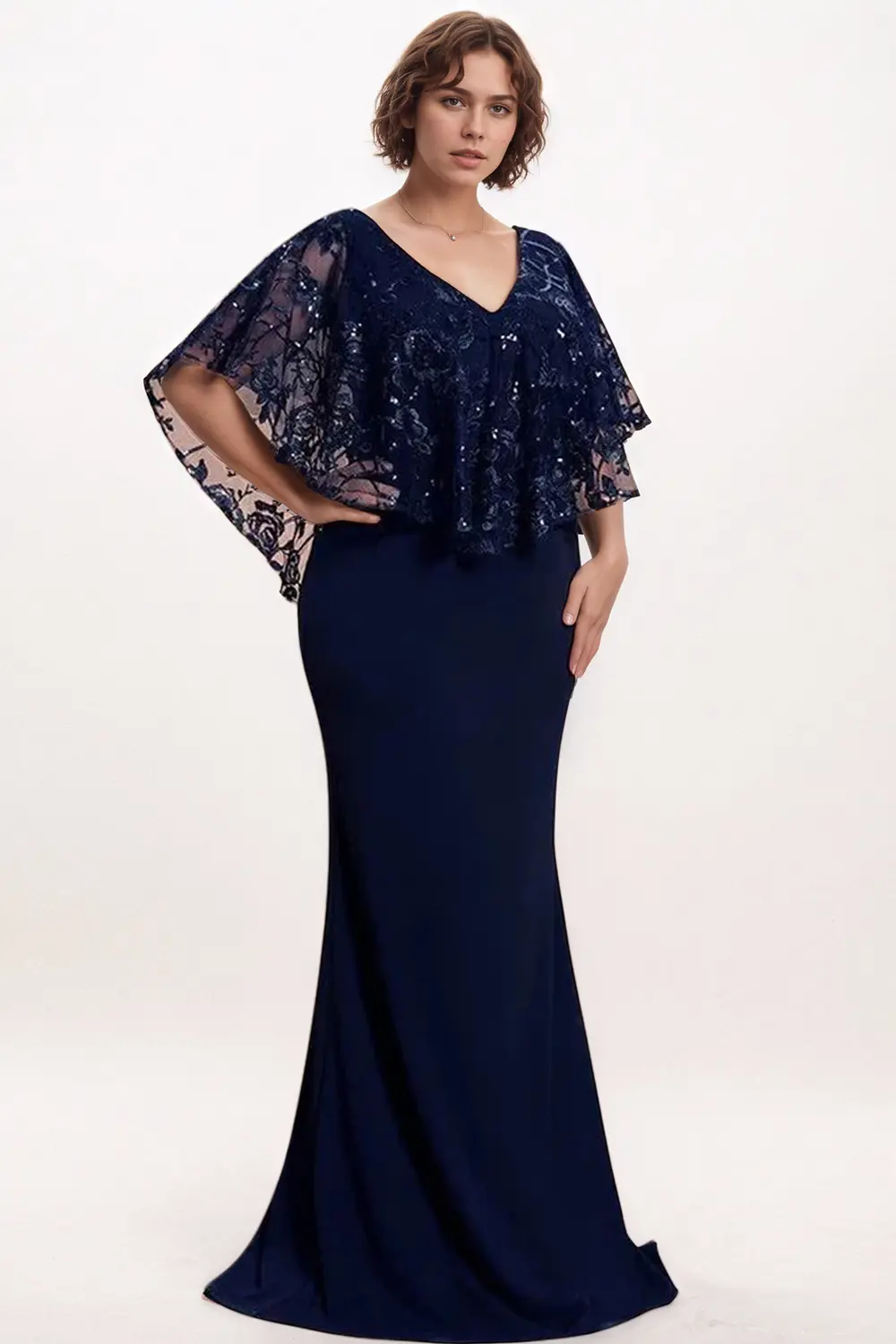 Plus Size Women Sequined Dress Evening Elegant Wedding Guest Cocktail Maxi Dress Sexy V-Neck Cape Slim Desses 2025