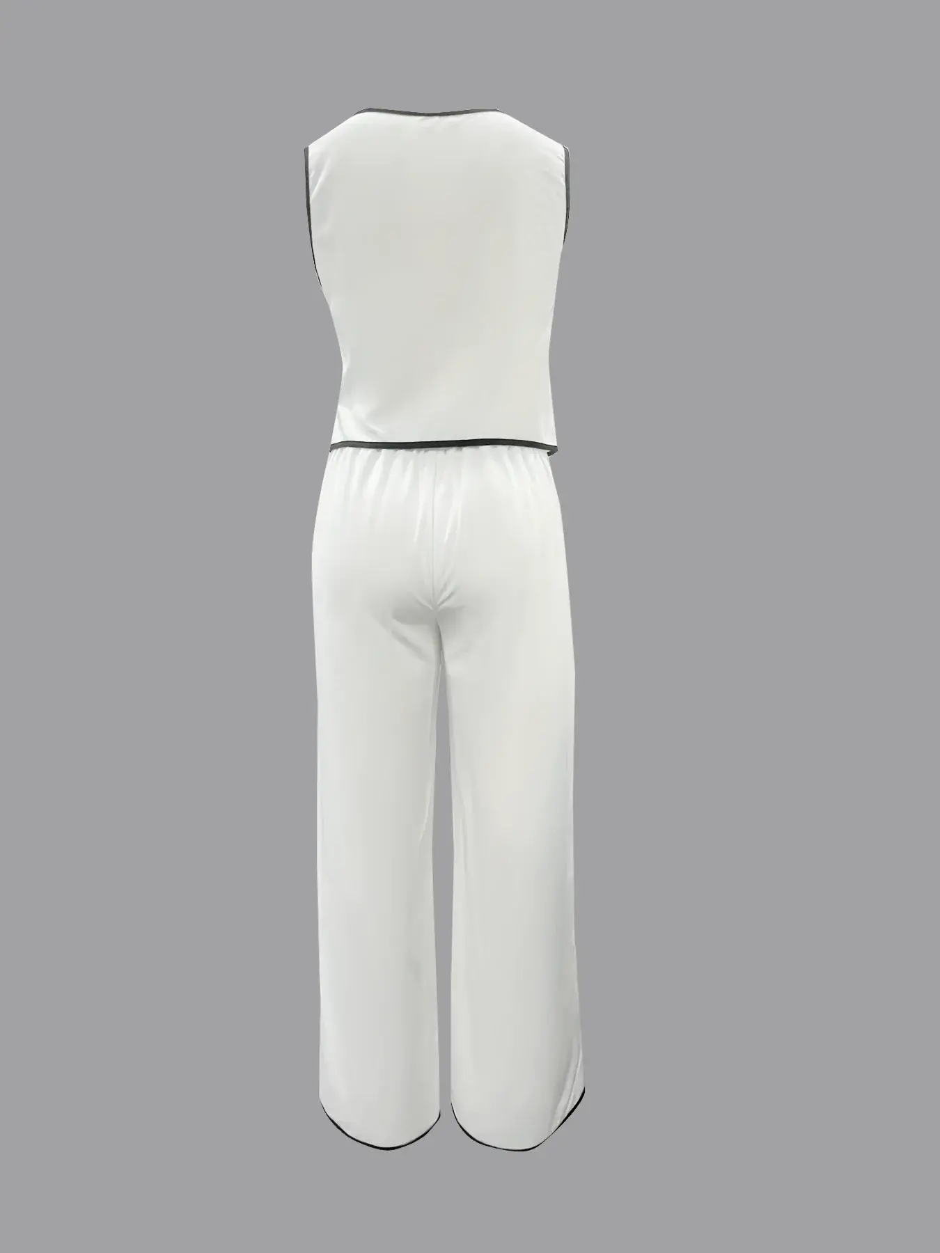 Summer Loose Solid Color 2 Piece Sets Woman Outfit 2025 Fashion Sleeveless Tank Top With High Waist Slit Wide Pants Set