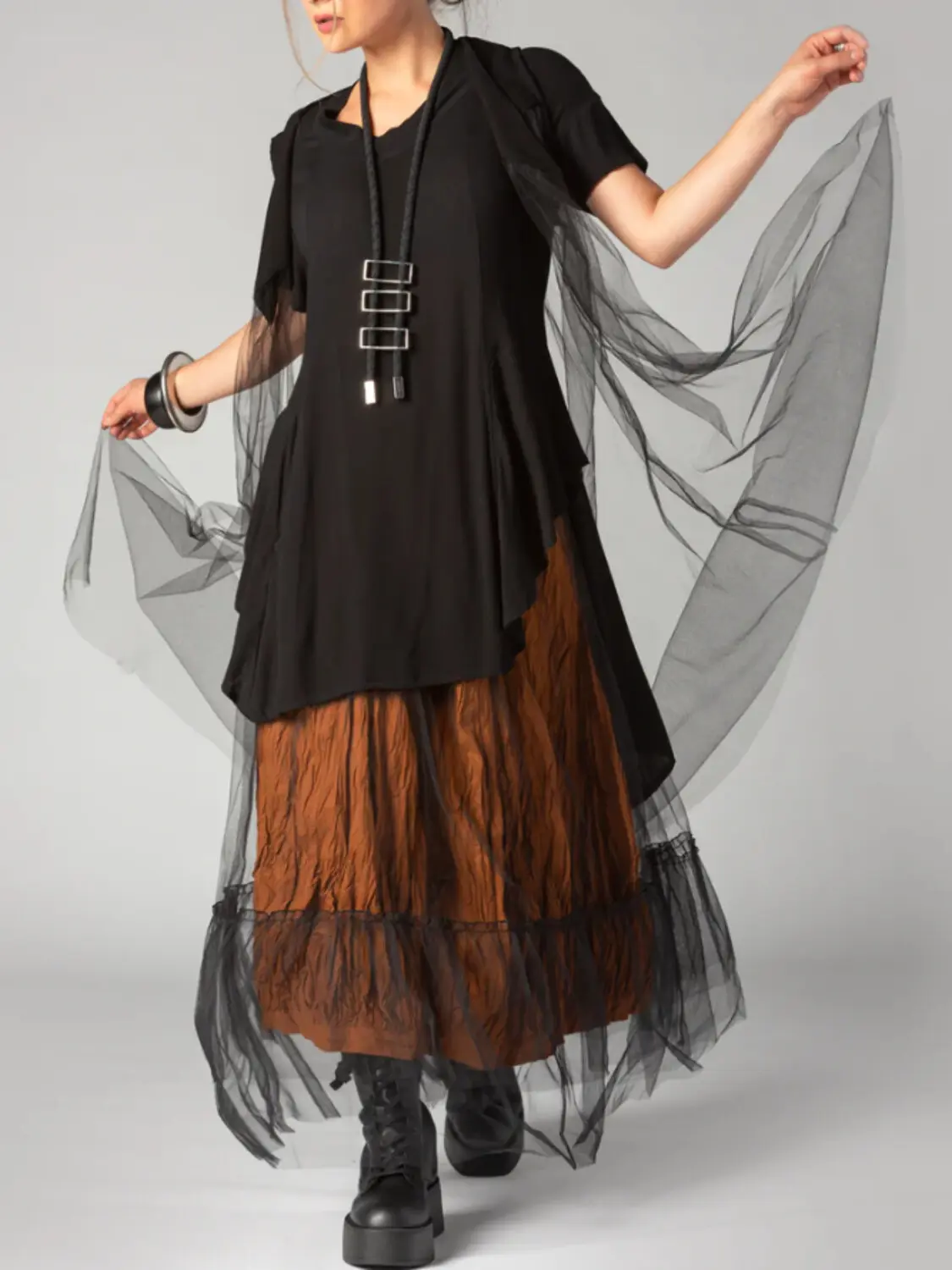 Women's Plus Size Cover-up See Through Mesh Organza Patchwork Vest Cardigans Casual Vintage Overshirt Blouse Tops