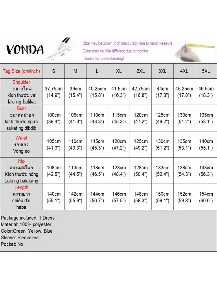 Plus Size VONDA Sleeveless Long Dress Women Halter Maxi Sundress 2025 Summer Fashion Casual Beach Vestido Solid V-Neck Sexy Robe