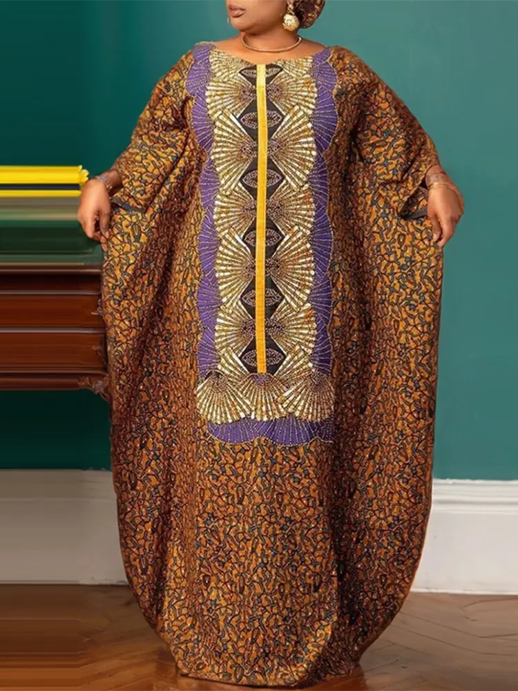 VONDA Plus Size 5XL Summer Bohemian Women Maxi Dress Printed Long Sundress Causal Loose Bat-wing Sleeve Round Neck Vestidos Robe