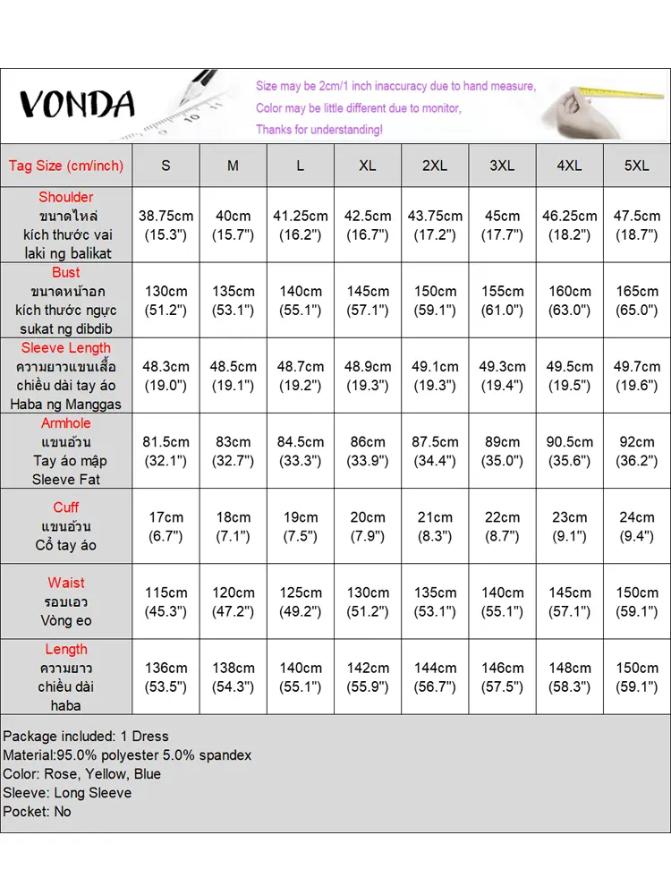 Plus Size VONDA Bohemian Long Maxi Dress 2024 Women Printed Sundress Elegant Stand Collar Vestidos Vintage Lantern Sleeve Robe