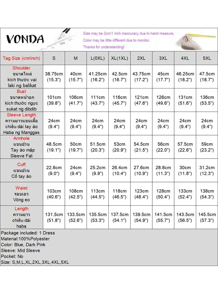 Plus Size VONDA Floral Printed Bohemian Maxi Long Dress 2024 Women Puff Sleeve Summer Robe Split Lace Patchwork Beach Vestido