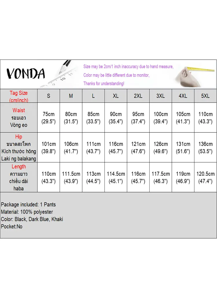 VONDA Women High Waist Wide Leg Pants Casual Solid Color Long Trousers Double Breasted Design Autumn 2024 Bottoms Oversized