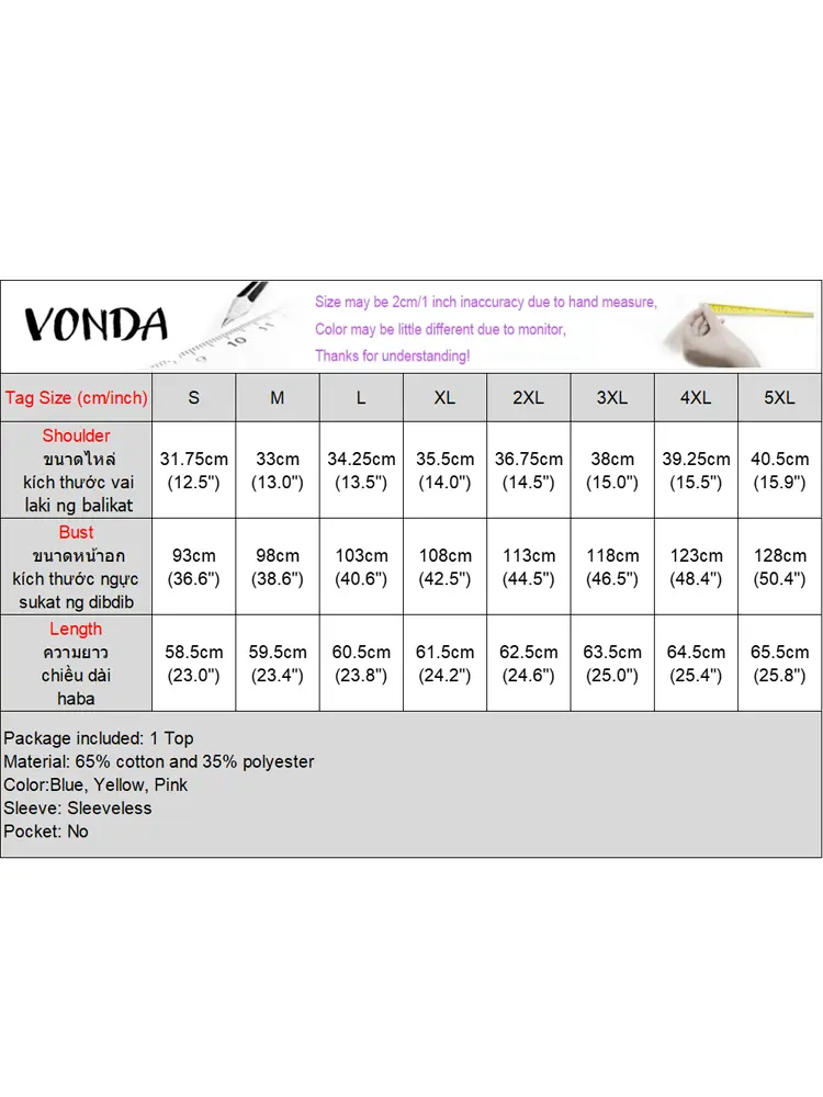 VONDA Summer Tanks Tops Women Casual V Neck Tanks Solid Color Blouses 2025 Beach Holiday Tees Sleeveless Pleated Lace-Up Tunic