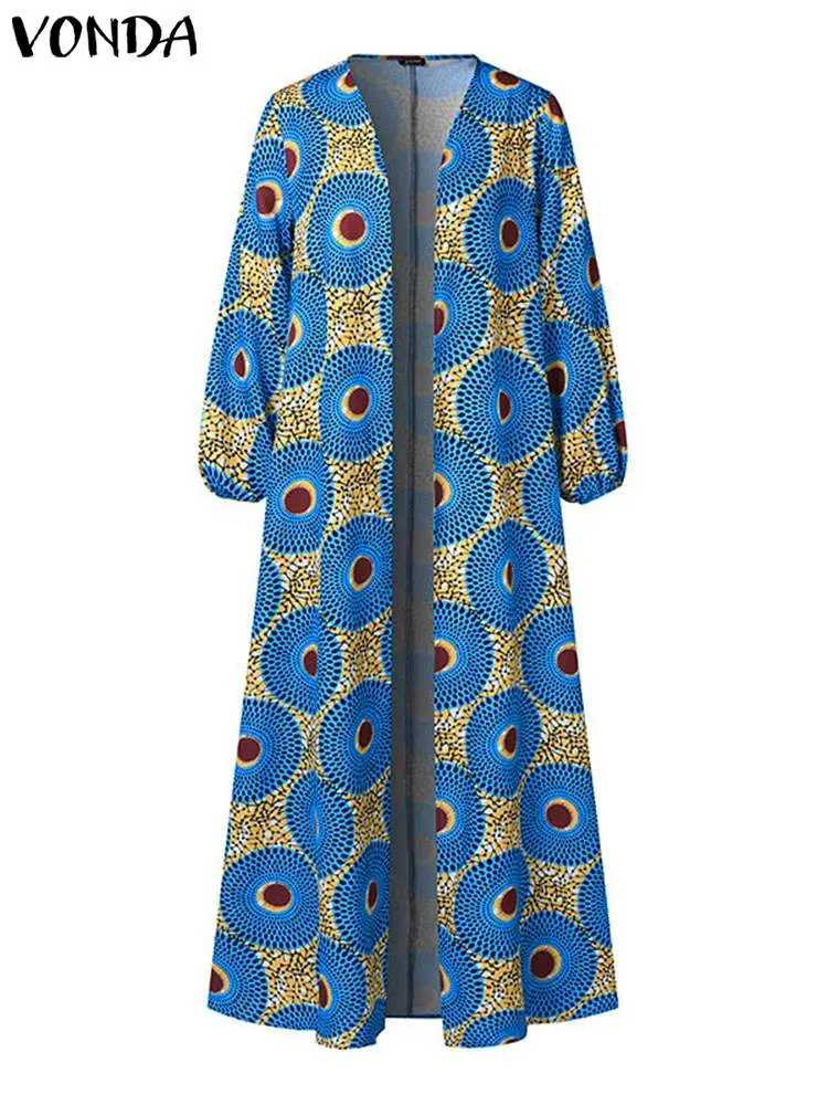 Plus Size 5XL VONDA Women Printed Dress 2024 Autumn Sundress Vintage Party Maxi Long Dress Beach Loose Robe Casual Vestidos