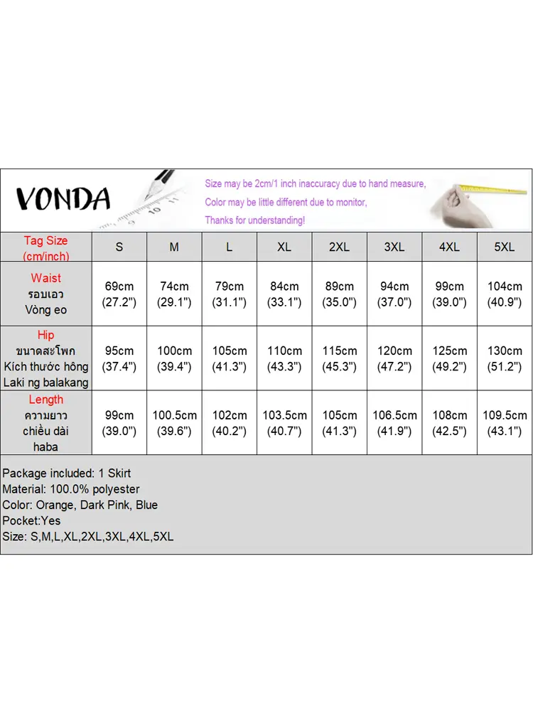 VONDA Women Long Skirts Fashion Pattern Printed High Wasit A Line Party Skirts Bohemian 2024 Oversized Casual Loose Bottoms