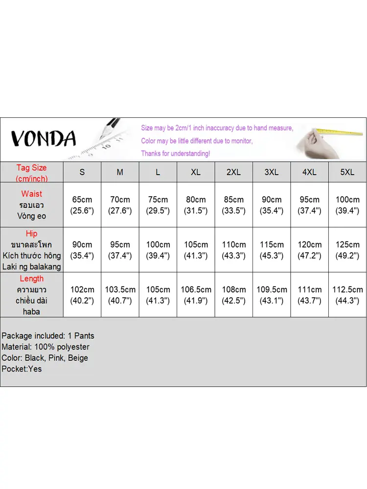 VONDA Women Printing Pants 2025 Casual Loose Elastic Waist Wide Leg Trousers Sweety Lace Patchwork Pants Spring Bottoms Oversize