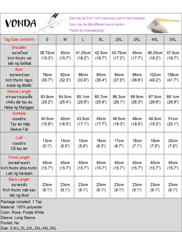 VONDA Fashion Tops 2024 Off The Shoulder Blusas Women Casual Fitting Short Tops Bohemian Solid Blouse Puff Long Sleeve Blusas