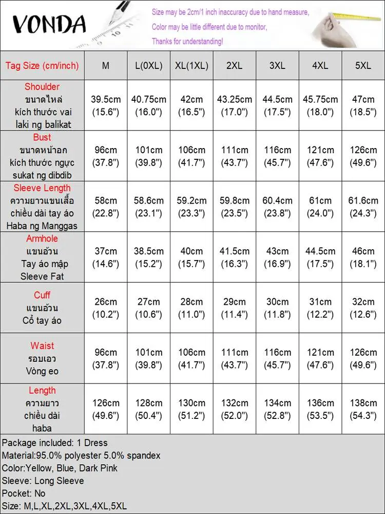 2024 VONDA Bohemian Women Long Lantern Sleeve Printed Dresses Autumn Vestidos Oversize Causal Lapel Loose Holiday Sundress Robe