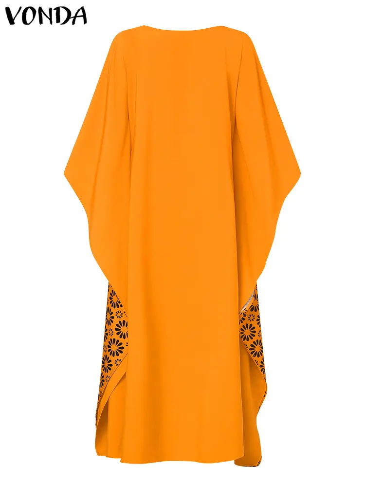 VONDA Women Bohemian Long Maxi Dress 2024 Summer Party Dresses Casual Loose Floral Printed Sundress Vintage Holiday Vestido Robe