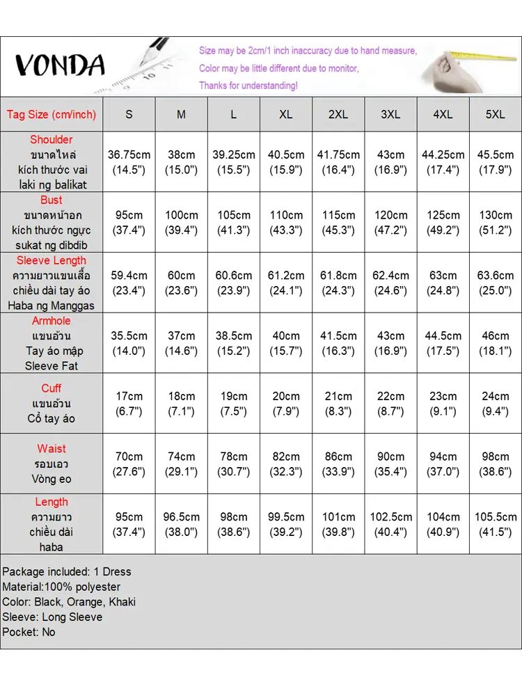 VONDA Women Patchwork Short Dress Elegant A-line Long Sleeve Sundress 2025 Casual Loose Robe Femme Oversized Lapel Neck Vestidos
