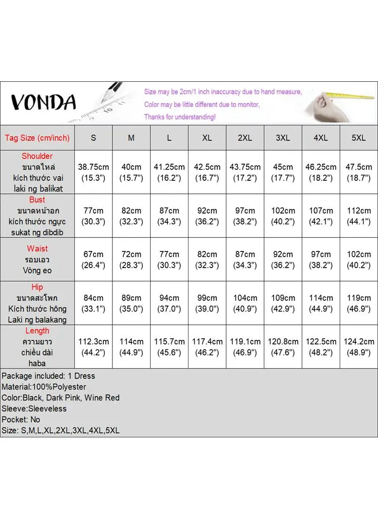 VONDA Autumn Women Dress American Style Sleeveless Club Party Sundress 2024 Casual Slip Ankle-Length Elegant Robe Solid Vestidos